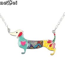 Newei Statement Metal Alloy Enamel Dachshund Dog Choker Necklace Chain Collar Pendant 2016 Fashion New Jewelry For Women