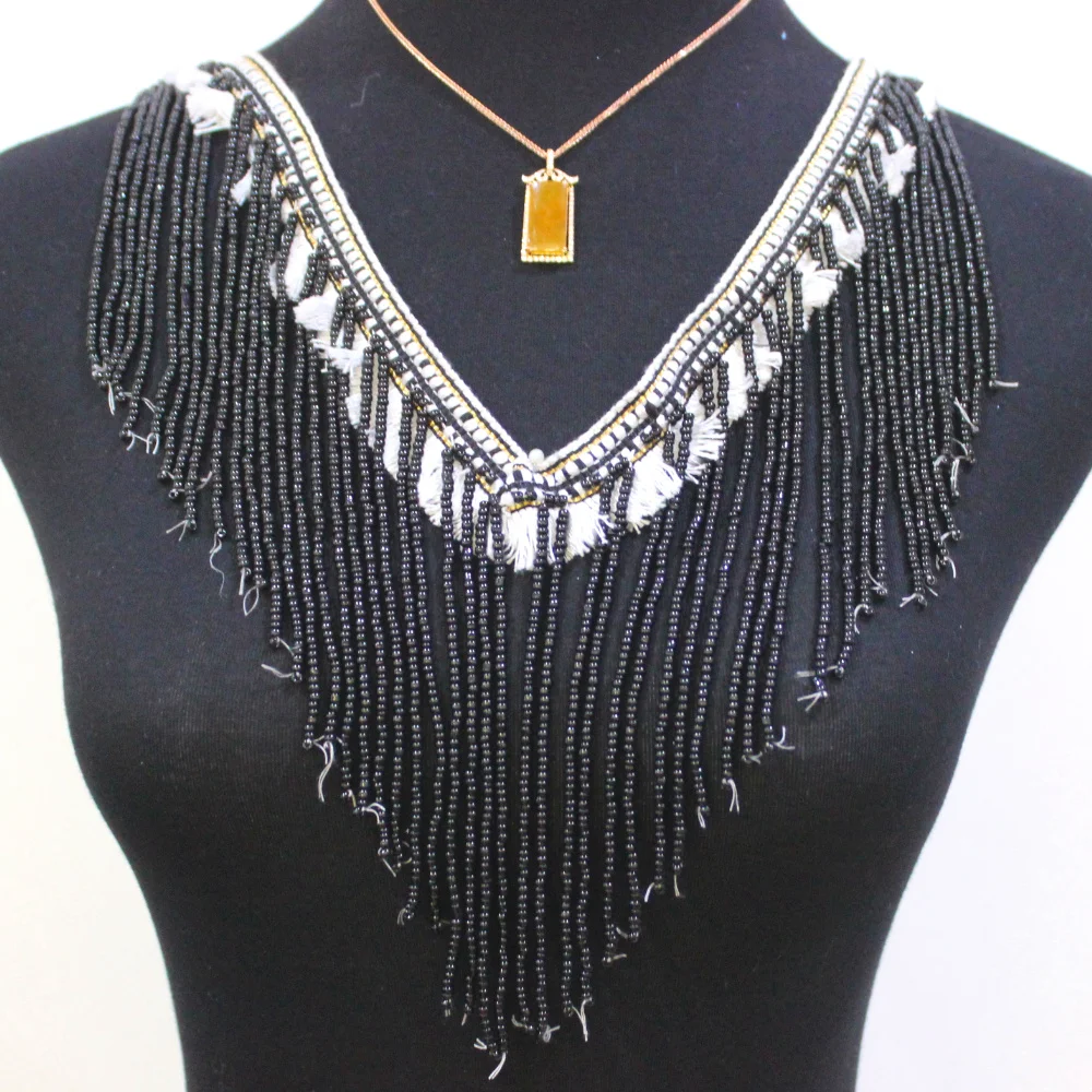 

Beaded Fringe Tassel Crystal Rhinestones Beading Lace Fringe Latin Dress Trimming Dancewear Macrame Sewing Trims 5CM-20CM Long