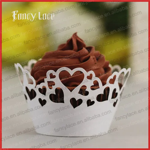 

24PCS Wedding Party Decorations Paper Die cut Cupcake Liner Handmade Paper Heart Shaped Wrappers Birthday Festival Favor