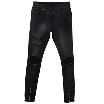 

Hip Hop Men Destroyed Pencil Pants Brand Clothing 2018 Slim Fit Trousers Male Black Jeans Ripped Holes Skinny Pants Leggings
