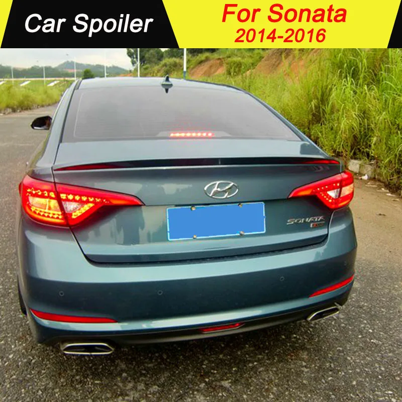 

For Hyundai Sonata 2016 Spoiler ABS Material Primer Color Rear tail wing decoration Rear Trunk Car Spoilers Wings for Sonata 9