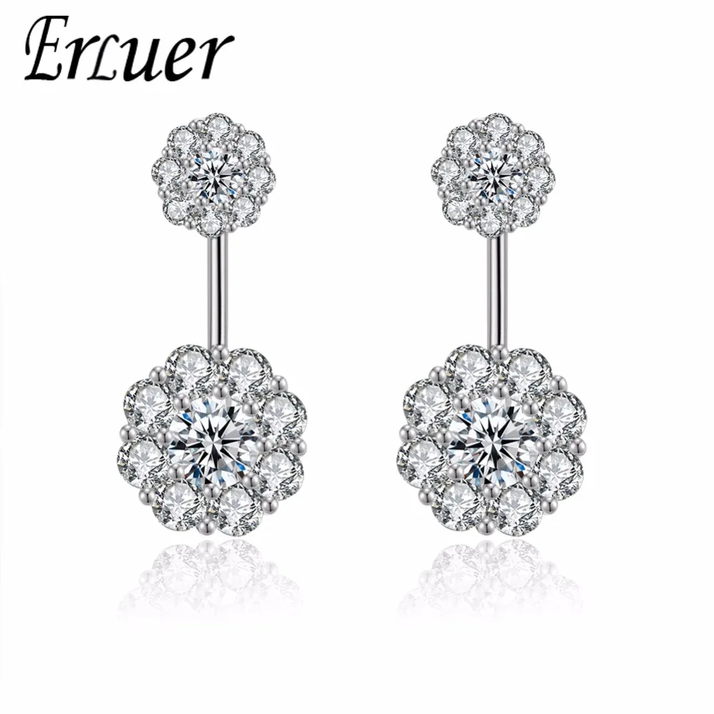 Серьги подвески ERLUER женские из розового золота с фианитами|Серьги-подвески| |