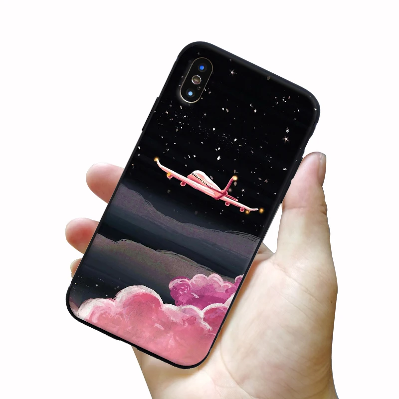 Матовый чехол для iPhone 7 6s 8 Plus XS MAX XR Мягкий силиконовый Звездная ночь SE 5S 5 X чехлы