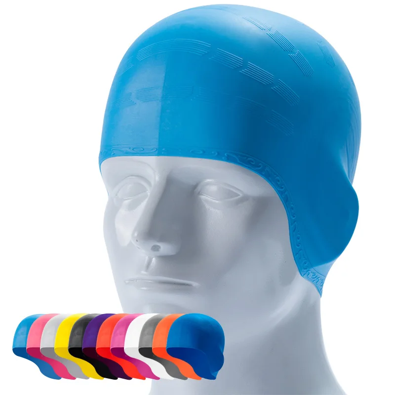 large size Swimming Cap Silicone Ears Protect Waterproof for Long Hair