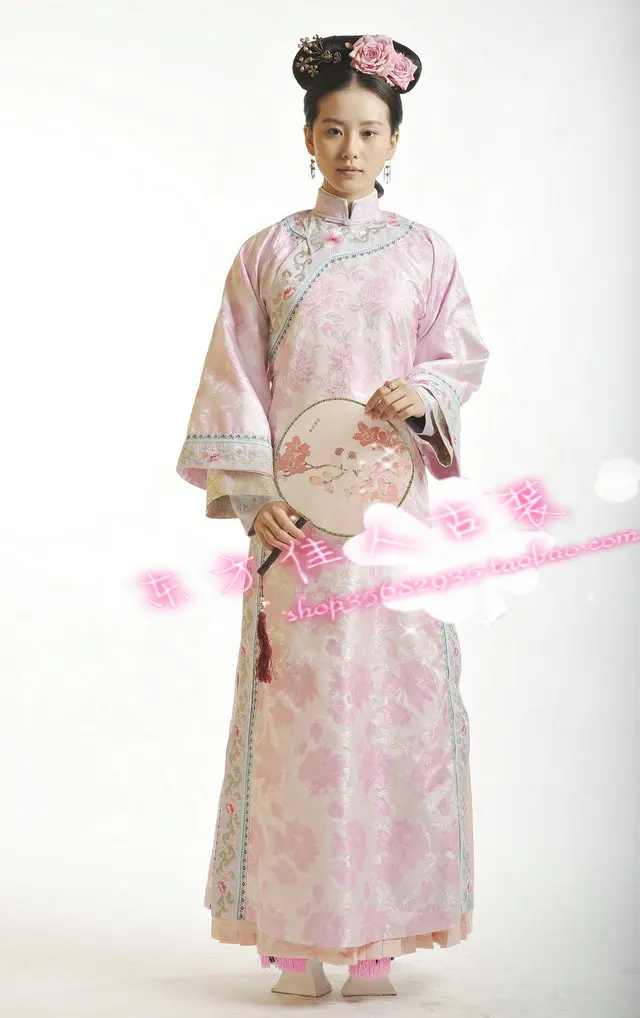 Tanie Dramat kostium Bubujingxin dynastia Qing księżniczka kostium różowy flaga kostium