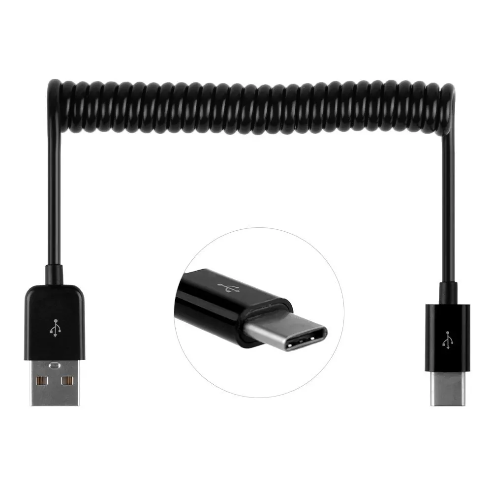 

3ft Spring Spiral USB-C Micro USB 3.1 Type C To USB Data Cable For Samsung Huawei Xiaomi Nokia N1 Mobile Phones For Macbook