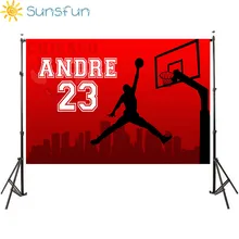 Sunsfun 7x5FT Rot Basketball Gericht Thema Geburtstag Feier Hintergrund für Foto Studio Kamera Fotografica