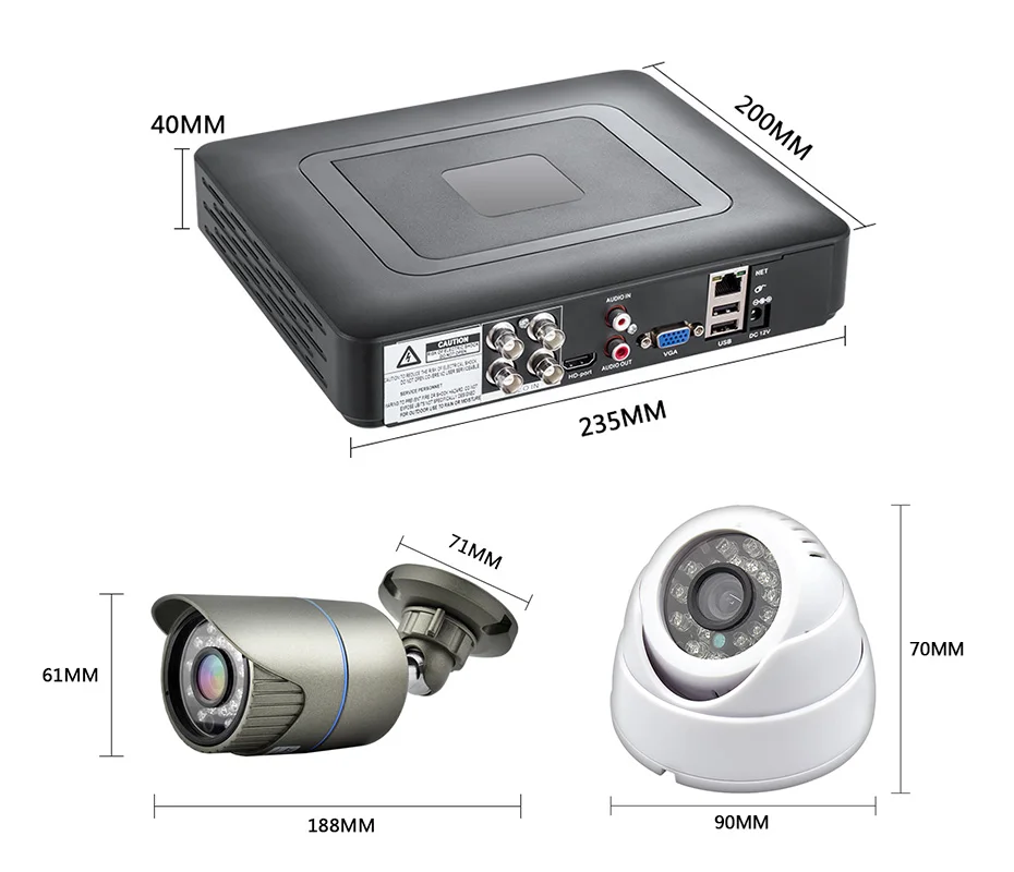 1080N 4CH CCTV камера видеонаблюдения Система безопасности DVR Комплект ночного видения 2000TVL 720P AHD уличная Водонепроницаемая камера системы