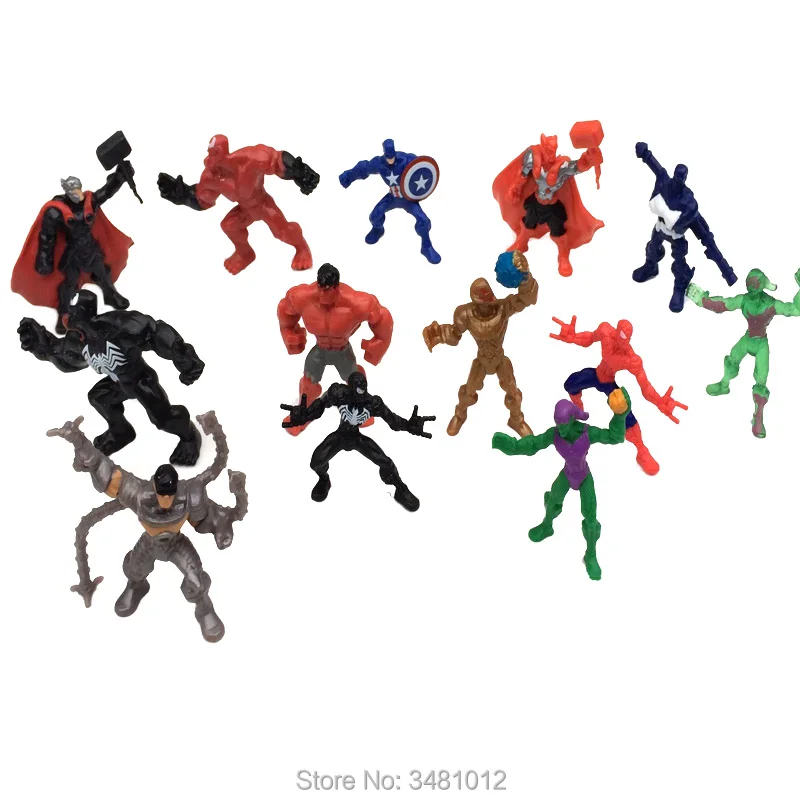 miniature superhero figures