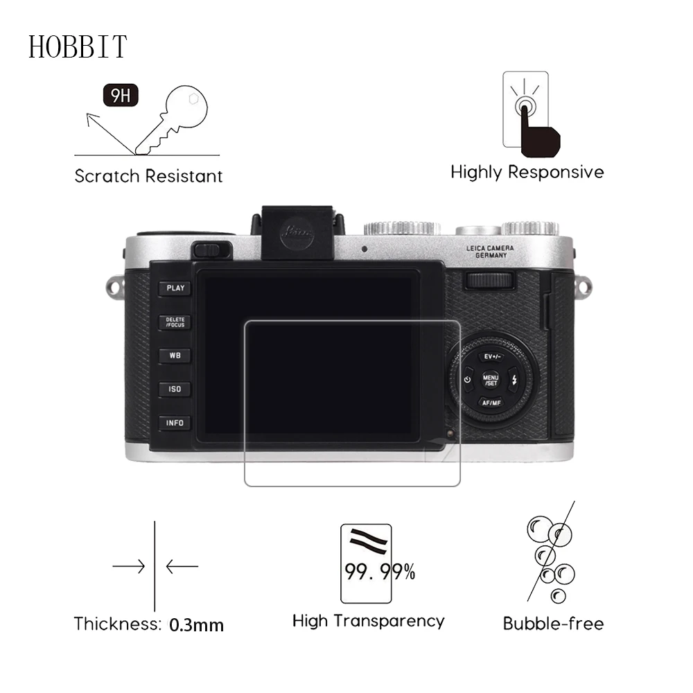 

2Pack For Leica X2 / X-E Digital Camera 0.3mm 9H Clear Tempered Glass Screen Protector camerea LCD glass Film