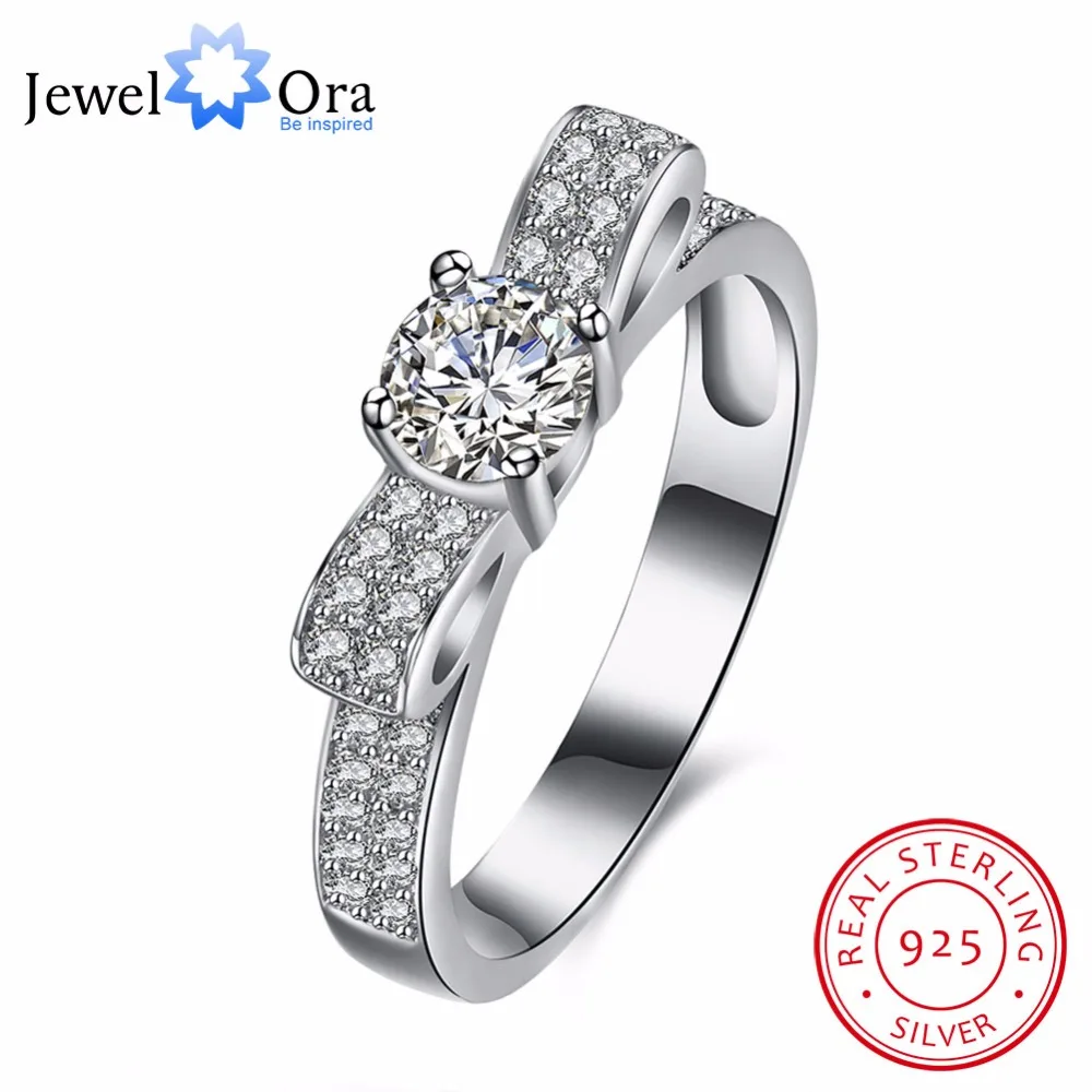 Solid 925 Sterling Silver Ring Gift Design Cubic Zircon Female Fashion Jewelry Party Rings For Women (JewelOra RI102650)