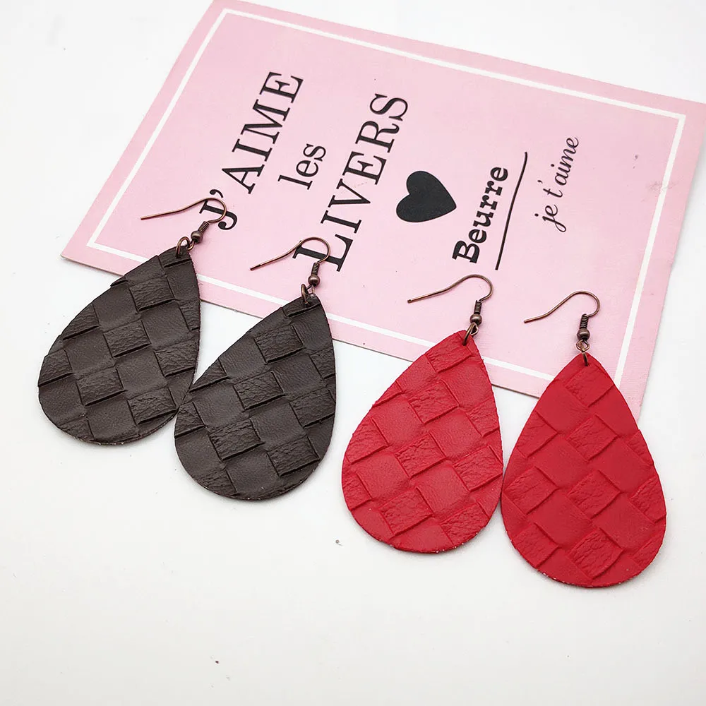 

New leather earrings 8 color Woven square lattice earrings drop earrings for women jewelry earrings 2019 W131-W138
