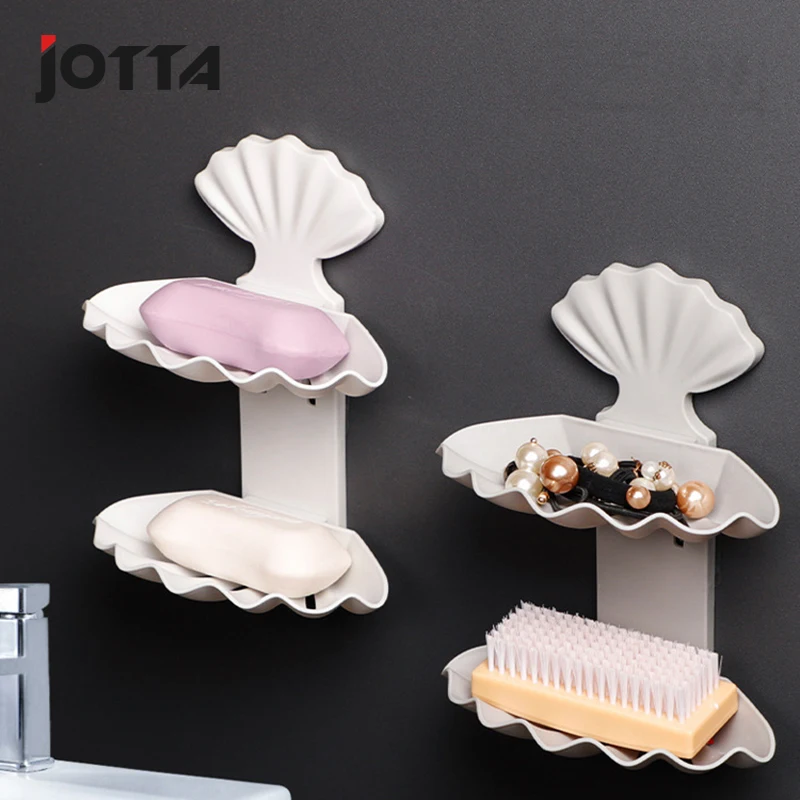 

Creative asphalt soap box without perforation double bathroom toilet personality portable shell double soap shelving