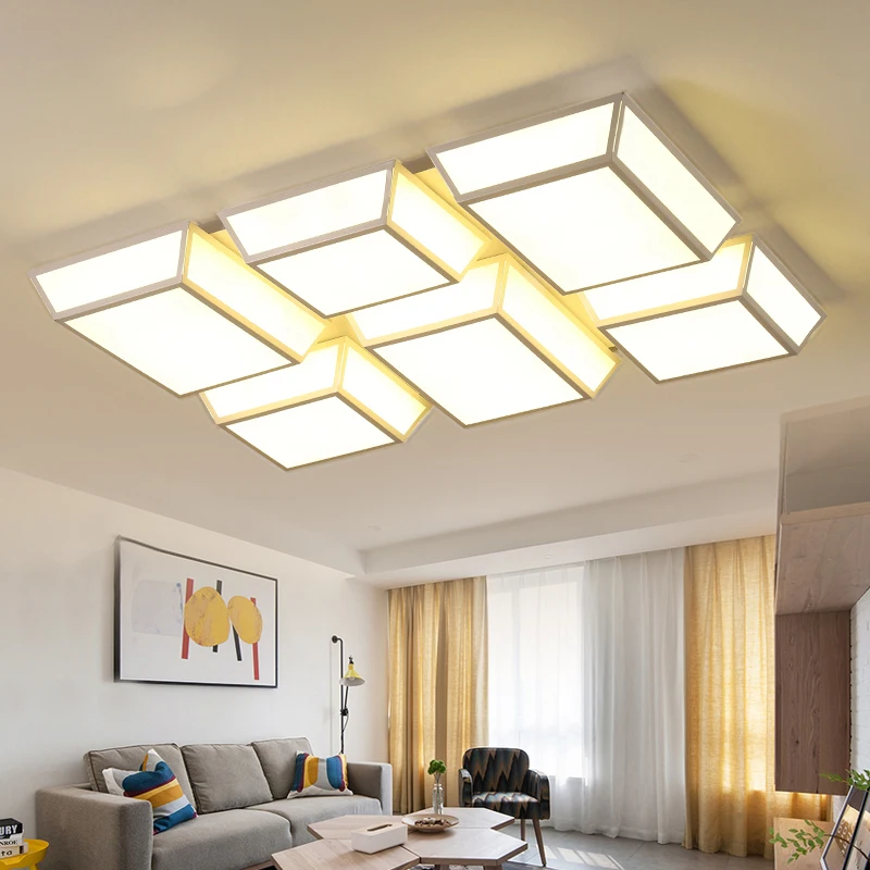 Post modern living room light rectangular simple atmosphere home bedroom lights creative lobby led ceiling lamp lighting | Освещение