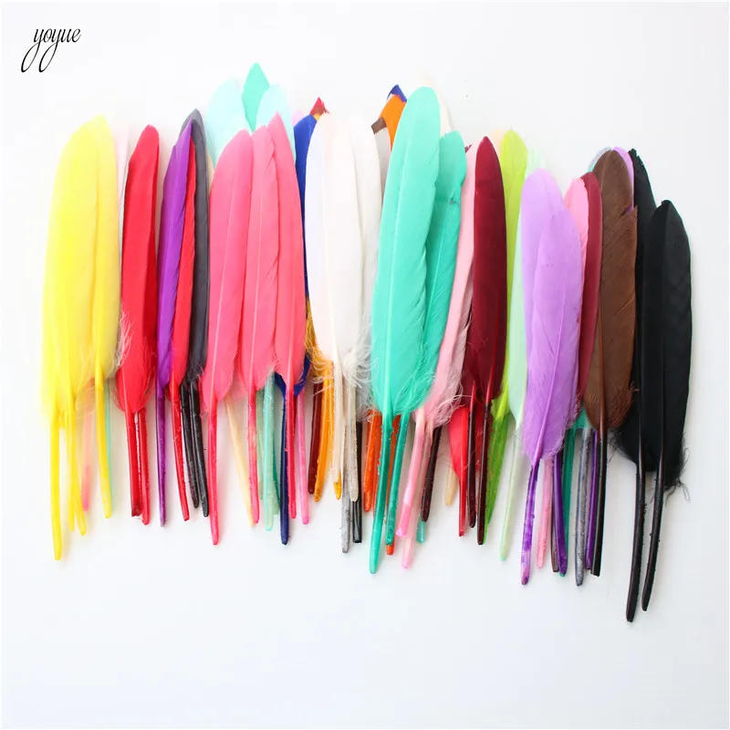 

100pcs Gold Dipped Shell Duck Feathers Goose Feathers for crafts 10-15CM/4-6inch Natural feather plumes for jewelry making Decor