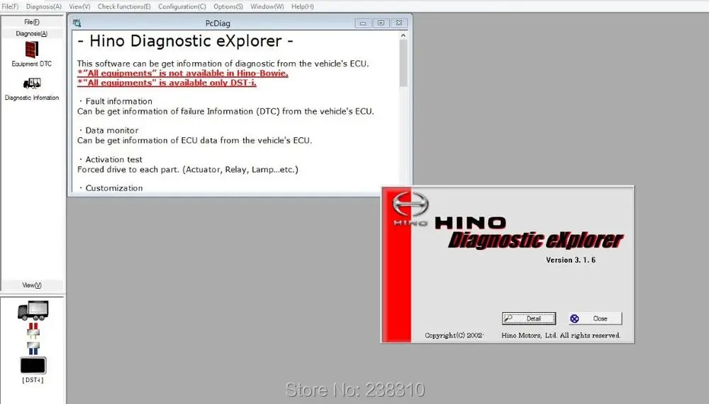 Для Hino Diagnostic eXplorer& Reprog Manager 3.1.6