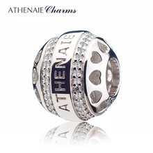 ATHENAIE, Настоящее серебро 925 пробы, с проложенным прозрачным CZ сердцем, ажурные Очаровательные бусы, подходят для всех европейских браслетов, ожерелье для женщин