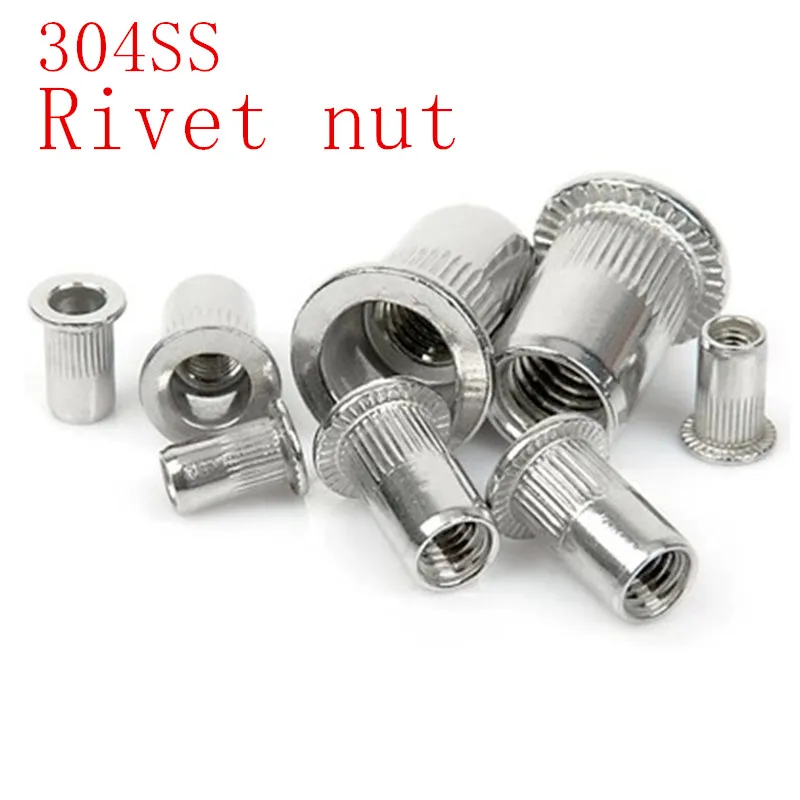 10-50Pcs M3 M4 M5 M6 M8 M10 304 Stainless steel Rivnut Flat Head Metric Threaded Blind Blinding Rivet Insert Nutsert Rivet Nut