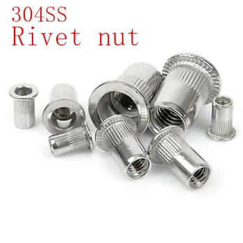 

5-50Pcs M3 M4 M5 M6 M8 M10 304 Stainless steel Rivnut Flat Head Metric Threaded Blind Blinding Rivet Insert Nutsert Rivet Nut