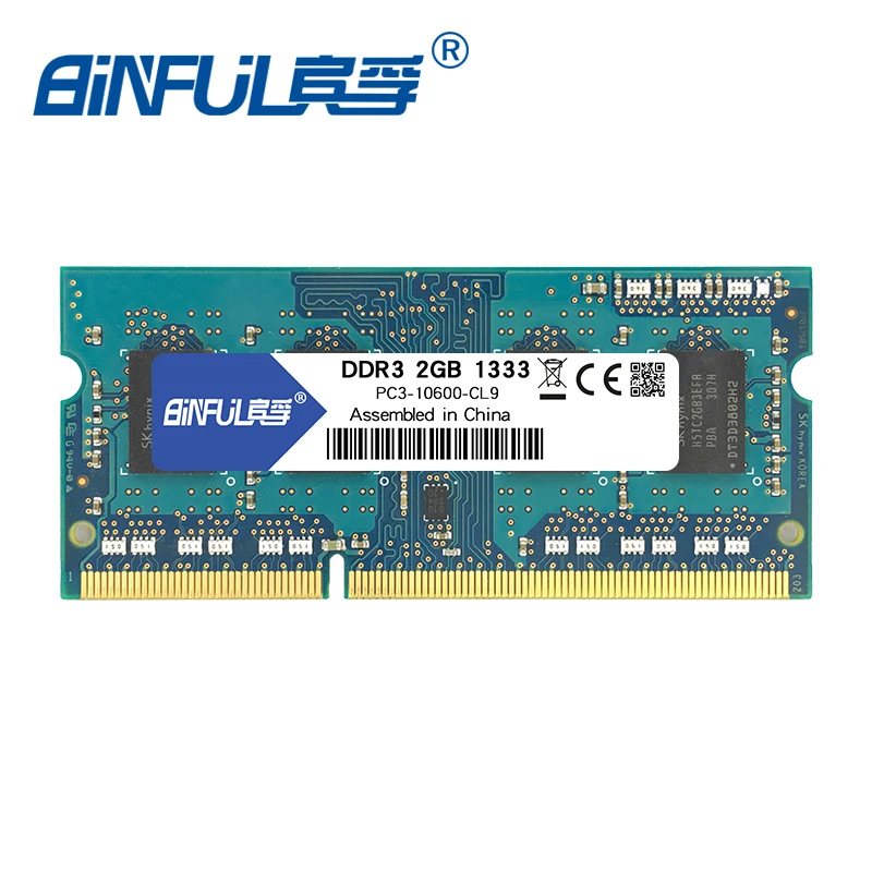 Binful бренд ddr3 2 Гб PC3-10600 1333 МГц Память ram 204PIN 1,5 V CL9 SODIMM ноутбук SD ram ноутбук