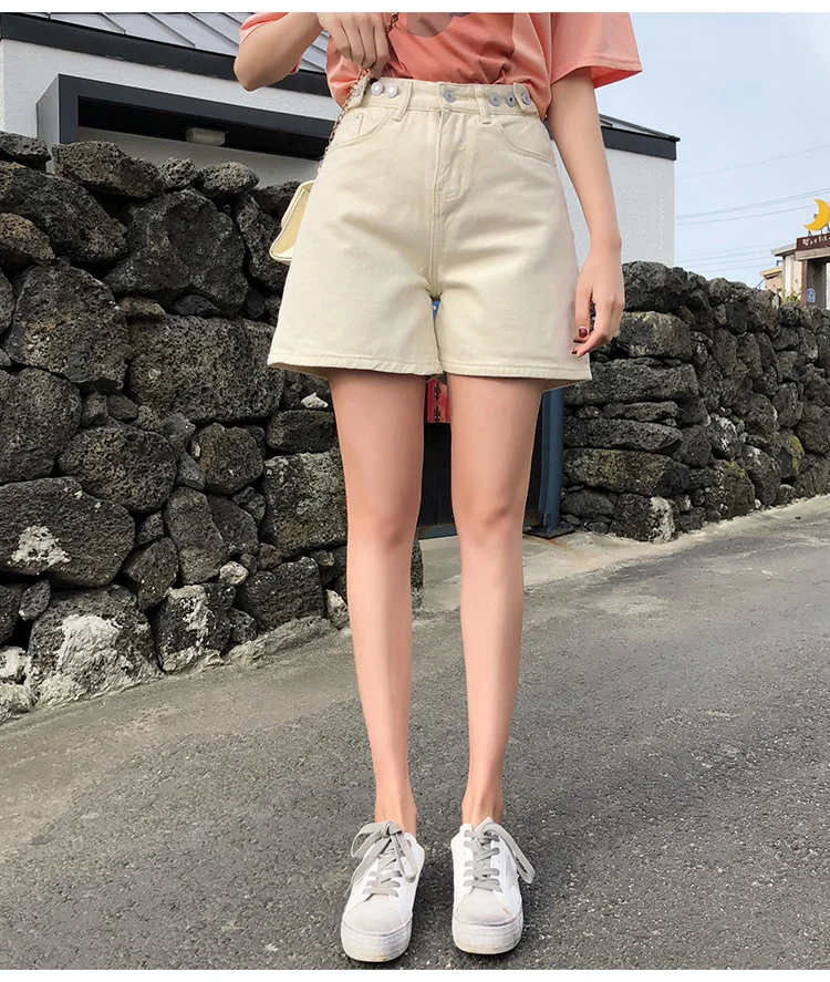 SymorHouse Women's Denim Shorts Classic Vintage High Waist Blue Wide Leg Female Caual Summer Ladies Shorts Jeans For Women