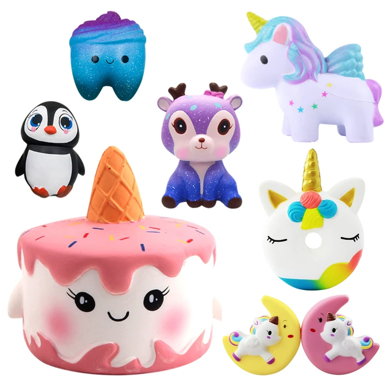 Мягкая игрушка мультфильм Мороженое кошка Звездный олень Squishy медленно растущий