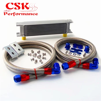 

10 Row 248mm AN10 British Oil Cooler Kit w/ Brackets Fits For BMW E36 Euro E82 E9X 135/335 E46 M3 E90 E92 Black/Silver