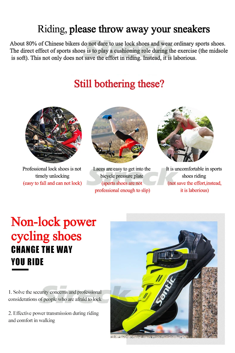 Santic Cycling Shoes Men Women MTB Mountain Road Bike Shoes Rubber Anti-slip Unlocked Bicycle Shoes Zapatillas Ciclismo