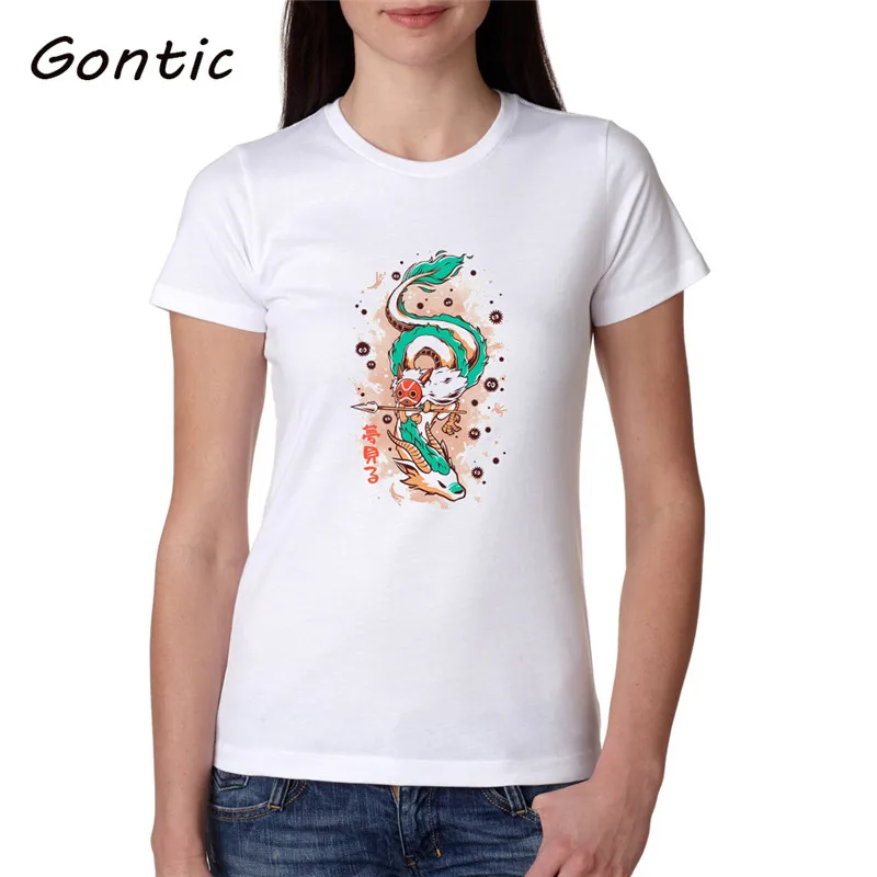 

THE PRINCESS AND THE DRAGON printed women summer tops short sleeve animal women street wear kawaii t shirt femme vintage clothes