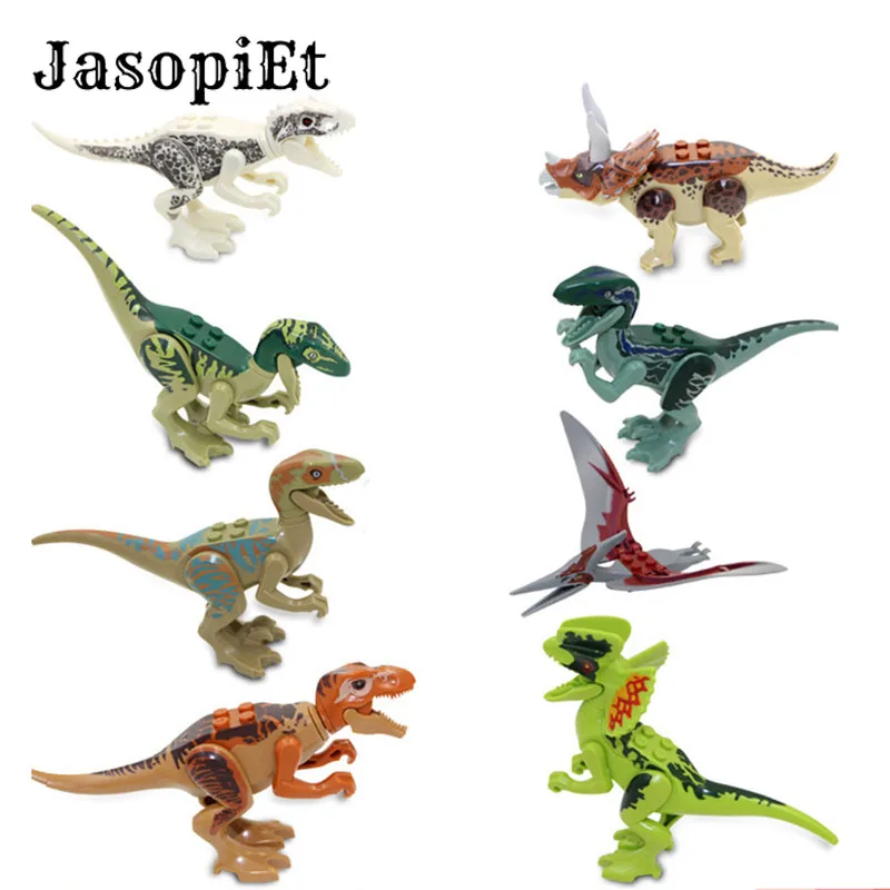 

JasopiEt 1pcs Random Delivery Dinosaur World Park Blocks For Children Compatible Legoeds Jurassiced World Toys Gift