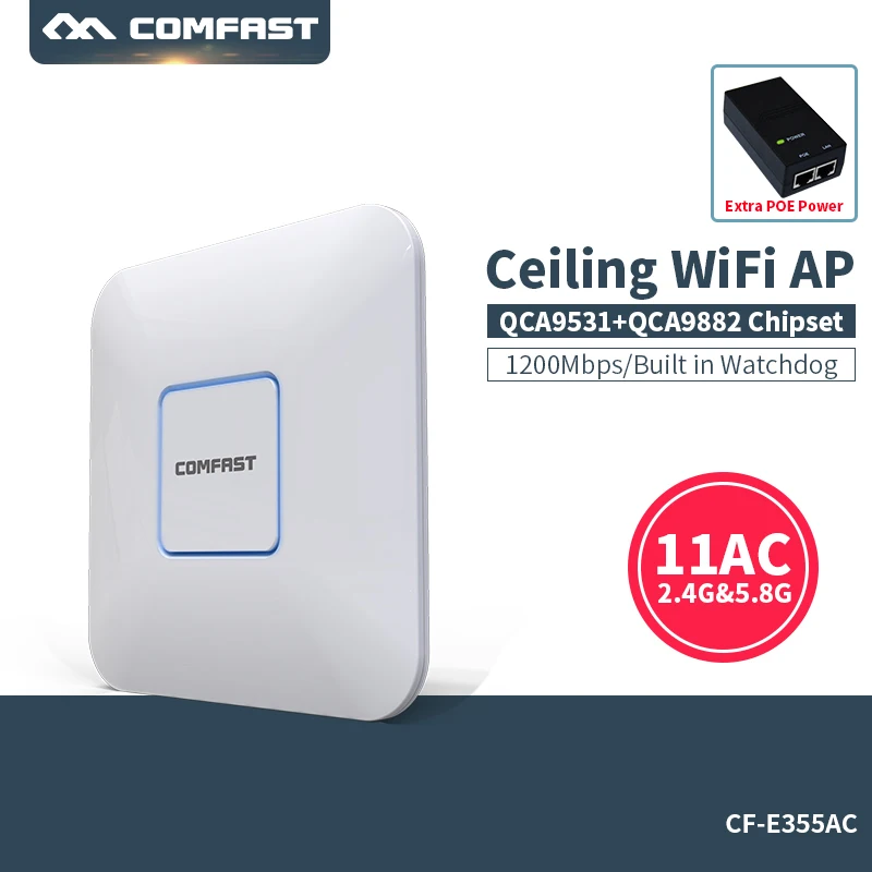COMFAST 1200M WiFi Ceiling Wireless AP 802.11ac Qualcomm Indoor AP 48V Dual Band POE OPEN DDWRT Access Point wif router Bridge comfast ceiling ap router 1200mbps wireless access point dual band 2 4g
