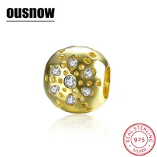 Ретро мода стерлингового серебра 925 Классический позолоченные бусины браслет ожерелье Аутентичные S925 изделия Fit ousnow
