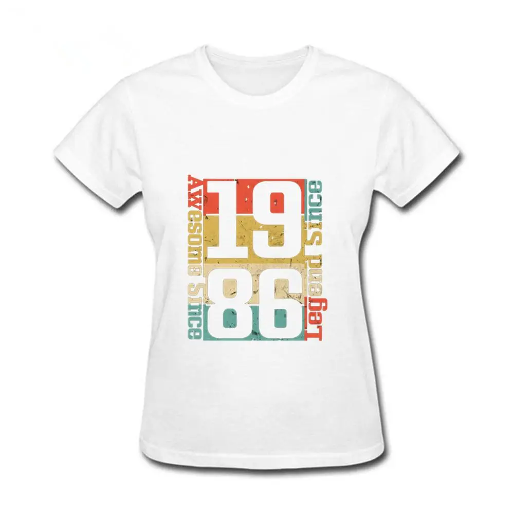 white 32-я футболка на день рождения, потрясающая с 1986 года идея забавного подарка для женщин хлопок короткий рукав Футболка - Цвет: white