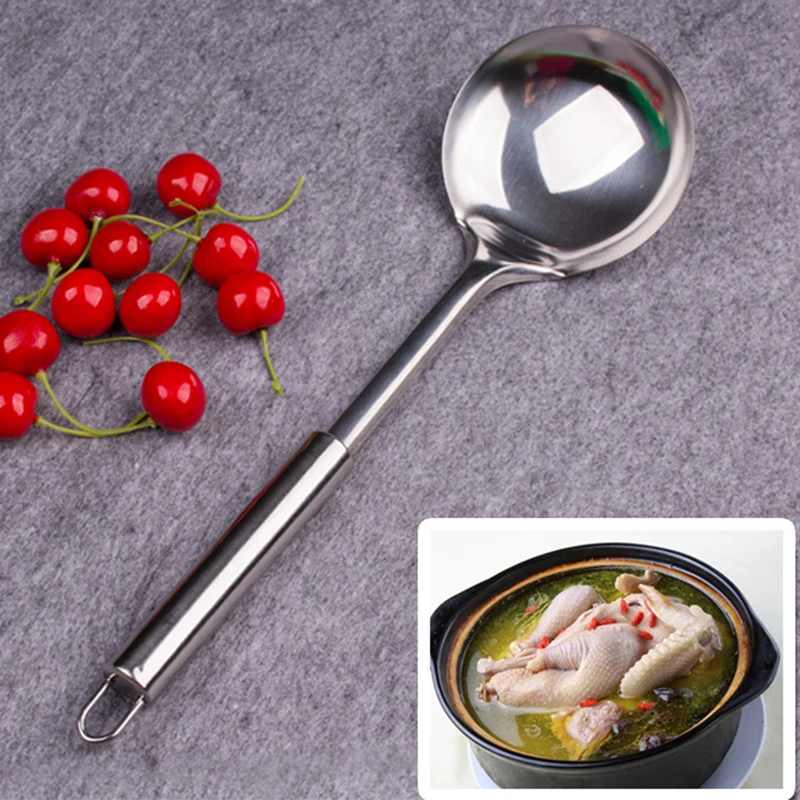 New 11.8inch Stainless Sets Soup Spoon Long Handle Big Soup Ladle