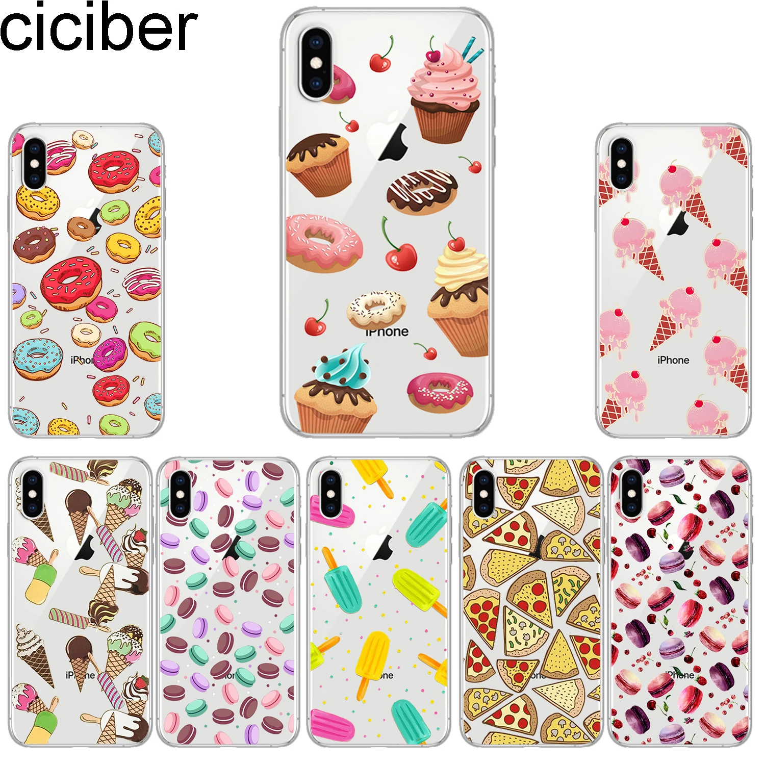 Ciciber чехлы для телефонов iPhone 11 Pro Max 8 7 6 6s Plus SE 5S мягкий TPU чехол X Xs XR XS еда пончик |