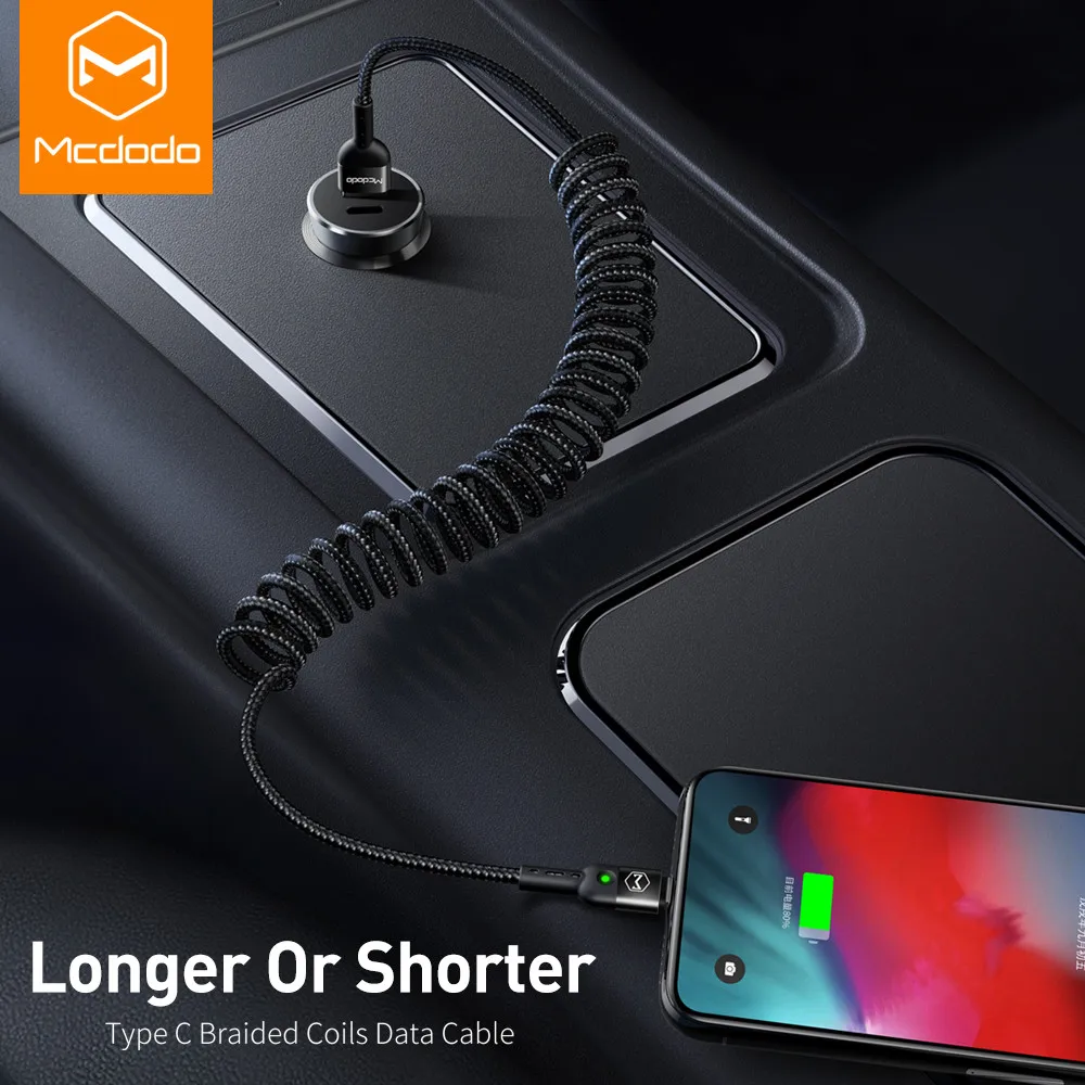 

MCDODO 1.8M Spring Extension Fast Charging USB Cable Charger Cord For iPhone XS MAX XR X 8 7 6 Plus USB Data Mobile Phone Cable