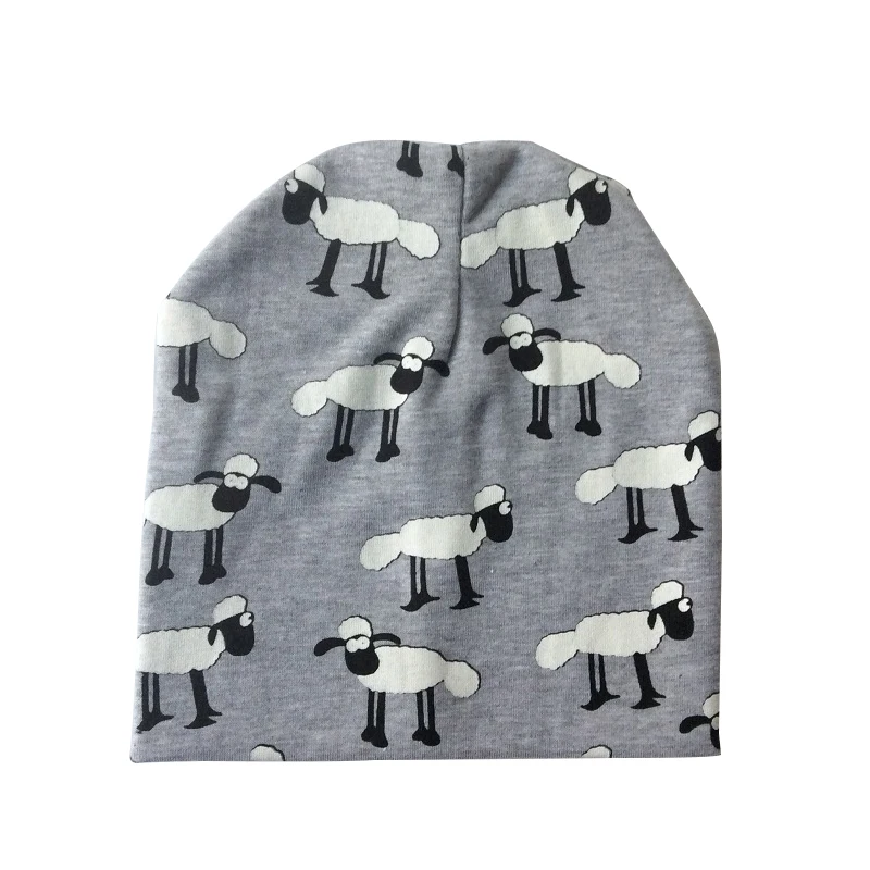 grey sheep Partisig/брендовые Детские хлопковые колпачки; детская шапка; сезон осень-зима; детская шапка с принтом животных; шапки для маленьких мальчиков; шапочки для маленьких девочек - Цвет: grey sheep