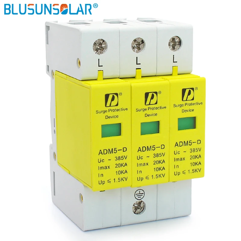 high quality 3P 20KA 110V 220V 385V AC Din Rail SPD Surge Protection