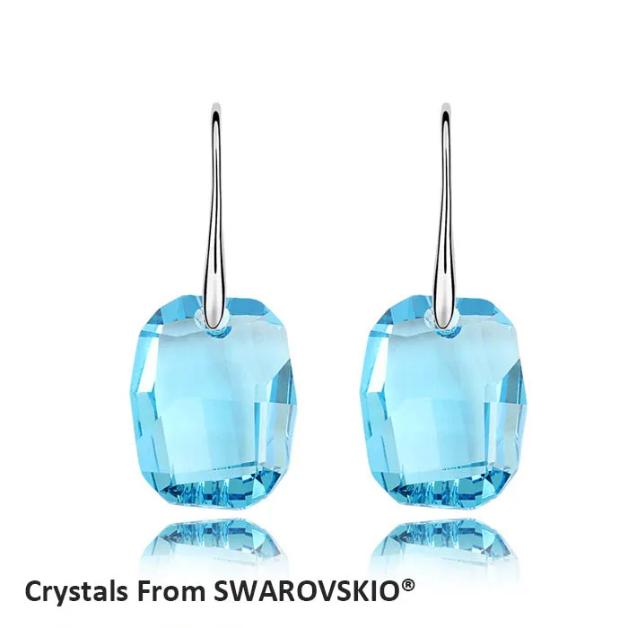 Супер Свадебные висячие серьги с кристаллами от SWAROVSKI большой прямоугольный камень для женщин Роскошные модные ювелирные изделия 6 цветов - Окраска металла: Aquamarine