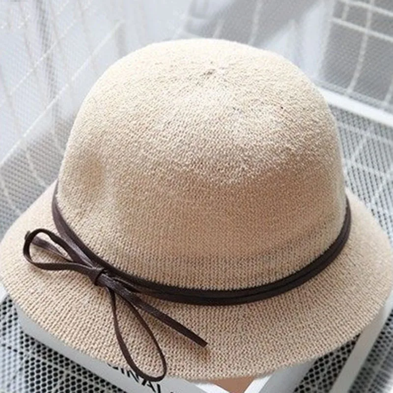 

2019 Women Casual Panama Hat Female Breathable Summer Beach UV Protection Hat Flat brim Bowknot Straw Cap girls Sun Hat chapeau