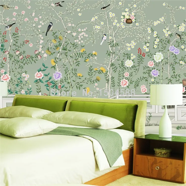 Современный простой китайский стиль цветок и птица фигура 3D Настенные обои Гостиная диван спальня фон стены интерьер домашний декор