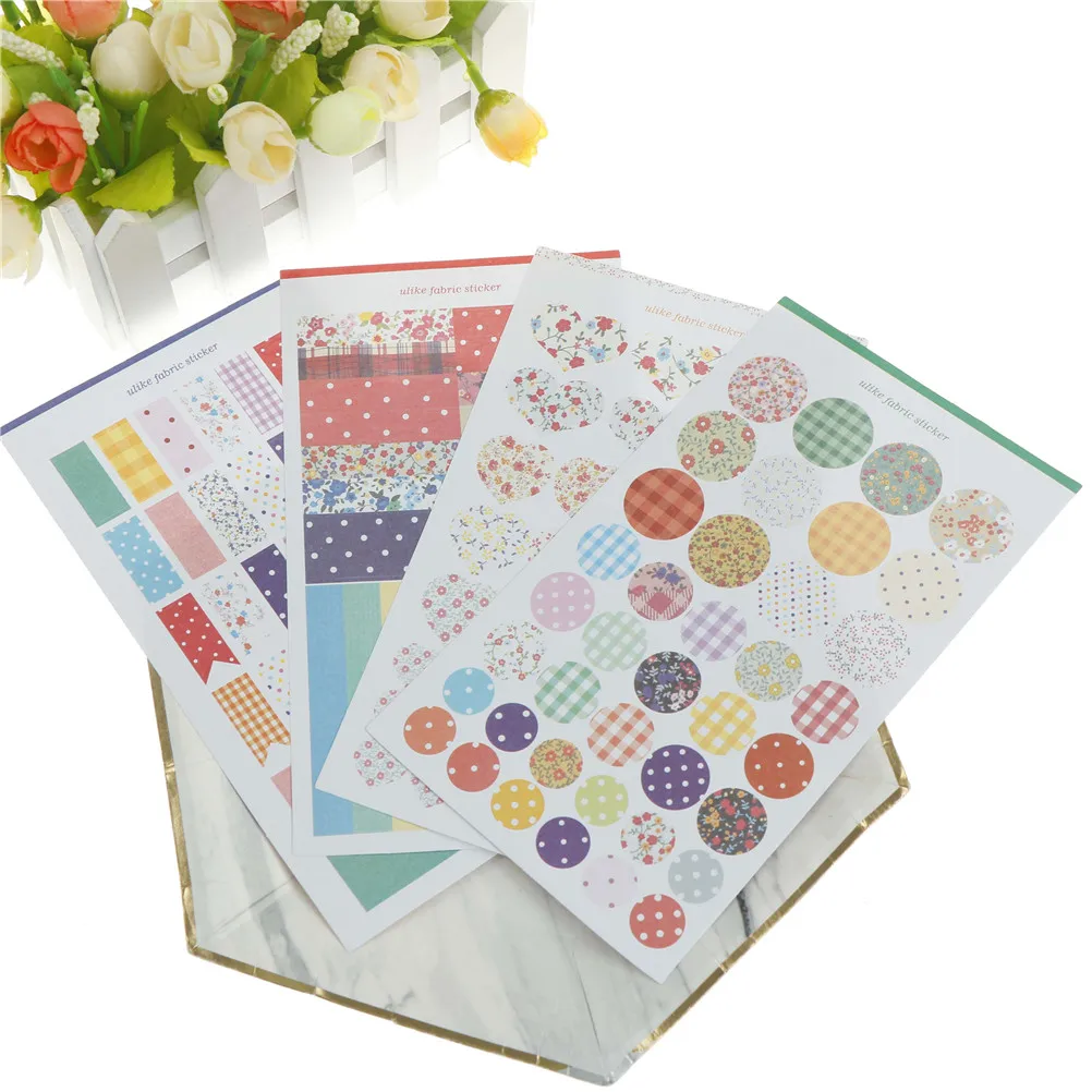 

4 Pcs/set Love Canvas Scrapbooking Paper Flower Stickers Card Making Journalin Planner Dot Stickers