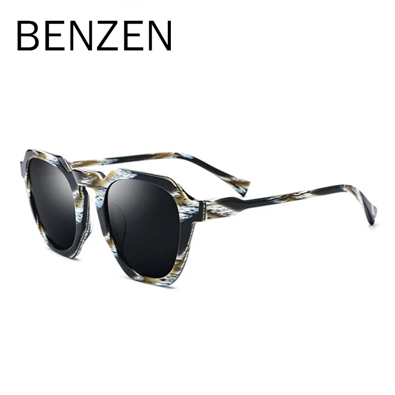 

BENZEN Polarized Sunglasses Women Handmade Big FrameSun Glasses For Driving Vintage Ladies Shades UV Protection With Case 6607