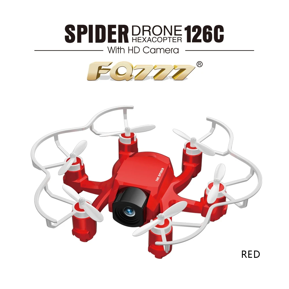 

FQ777 126C Mini Spider Drone 2.4G RC Hexacopter 6 Axis Gyro 3D Roll One Key Return Dual Mode 4CH with HD Camera