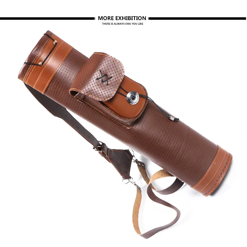 Tiro com Arco Tradicional de Couro Ombro para trás Titular Bolsa de Caça Real Flecha Aljava Arco Couro Genuíno Pesqueiro Engrenagem 16 Arco e flecha