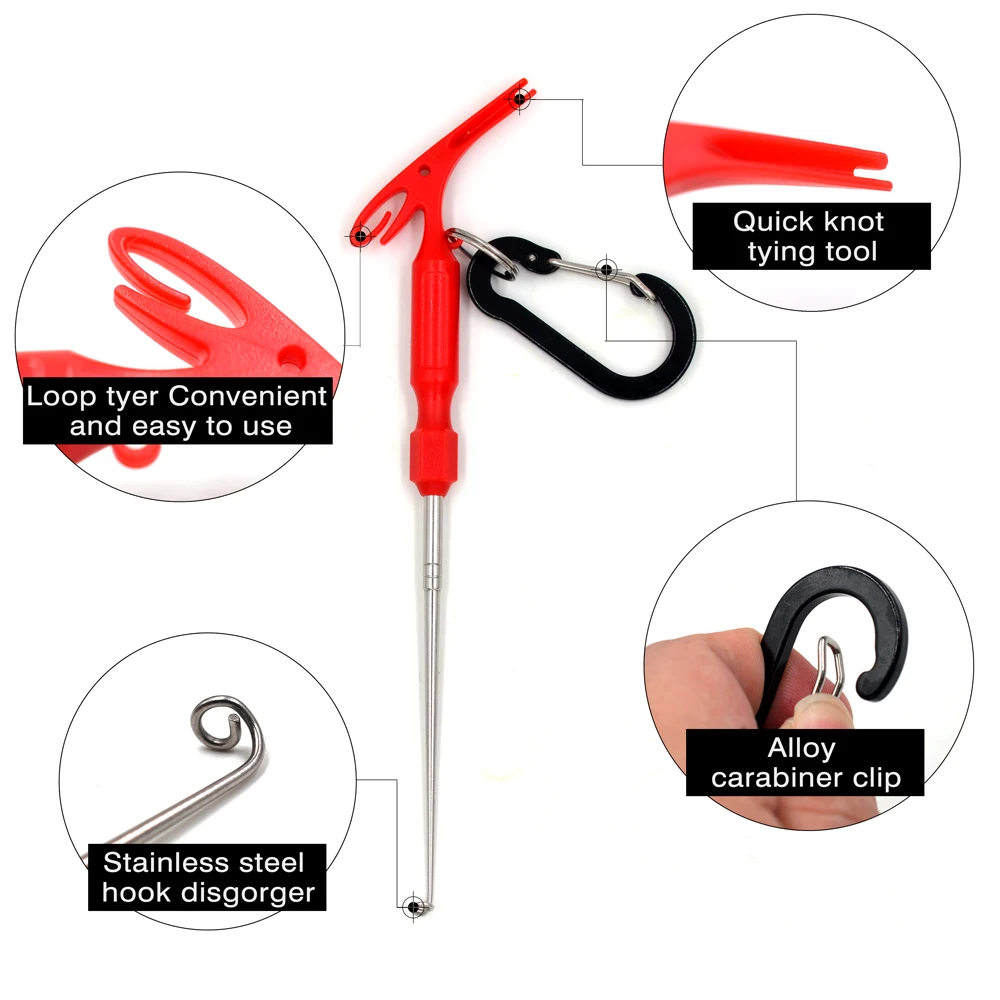 MNFT Pen Shape Hook Remover Quick Knot Tying Tool 3 in 1 Fishing Multi Loop Knot Tyer Tools Fly Fishing Angler Tackle