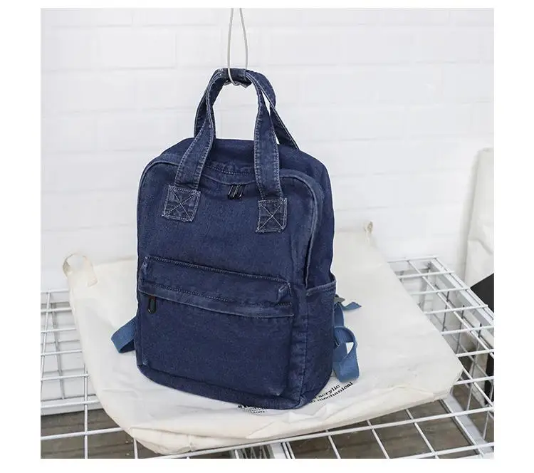 Джинсовая школьная сумка, Подростковый рюкзак для девушек, вместительные женские рюкзаки, дорожная сумка для студентов Mochila Bolsa harajuku, рюкзак - Цвет: Темно-синий