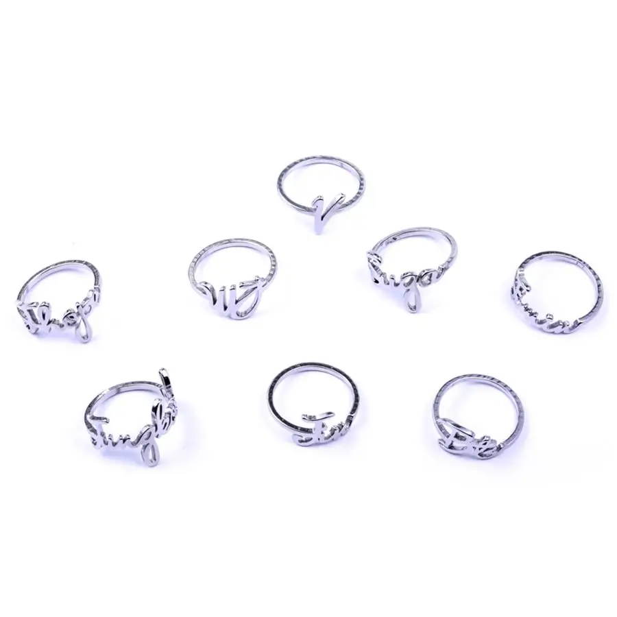 Kpop BTS Members Name Silver Ring Jimin Jungkook Womens Lady Fashion