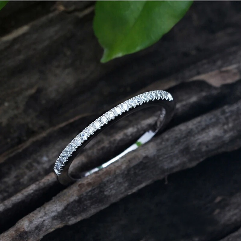 COLORFISH простой матч обручальное кольца для женщин Micro Pave AAA кубического циркония Jewelry 925 пробы серебро тонкий Вечность кольцо