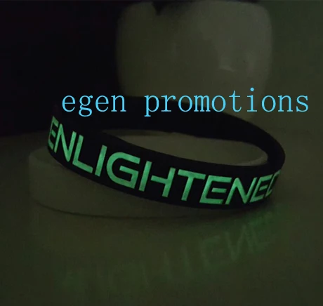 

500pcs specific silicone wristbands custom bracelet with glow writing EG-WBG110 promotional phosphorescent armbands for events